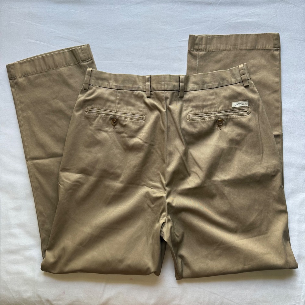 Daniel Cremieux Vence Chino Pants Mens 33x30 Khaki Tan Cotton Twill‎ Flat Front